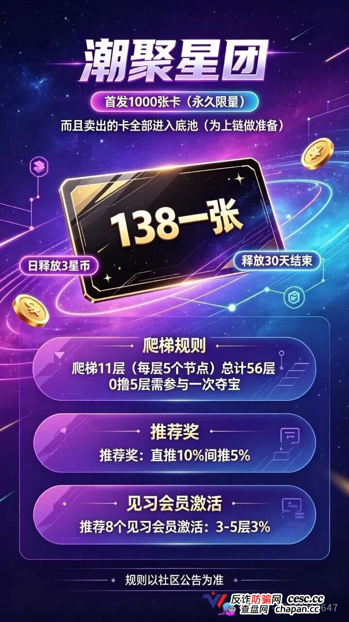 潮聚星团上线30天连改3次规则，首发1000卡底池见底，疯狂拉人头填坑，崩盘倒计时